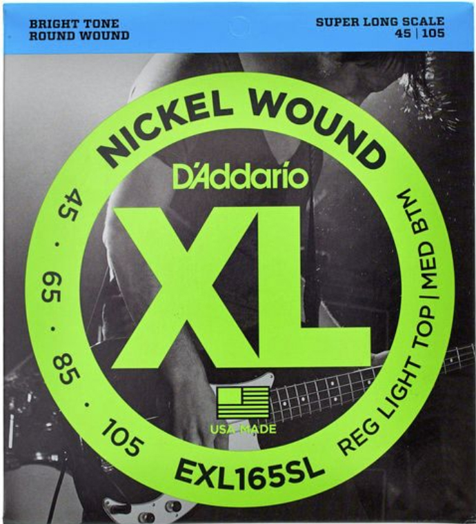 D'addario Exl165sl Nickel Round Wound Electric Bass Super Long Scale 4c 45-105 - Elektrische bassnaren - Main picture