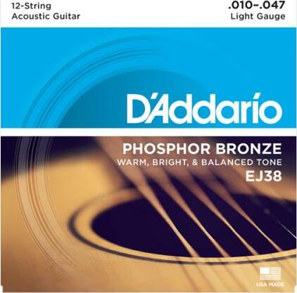 D'addario Jeu De 6 Cordes Guit. Folk 6c Phosphor Bronze 010.047 Ej38 - Westerngitaarsnaren - Main picture