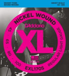 Elektrische bassnaren D'addario EXL170S Short Scale 45-100 - Set van 4 snaren