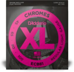 Elektrische bassnaren D'addario ECB81 Chromes Bass, Light, 45-100, Long Scale - Set van 4 snaren