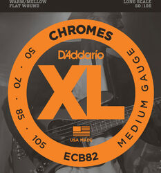 Elektrische bassnaren D'addario ECB82 Electric Bass 4-String Set Chromes Flat Wound Long Scale 50-105 - Set van 4 snaren