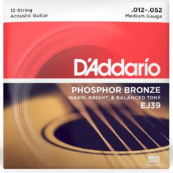 Westerngitaarsnaren  D'addario EJ39 Acoustic Guitar 12-String Set Phosphor Bronze 13-56 - 12-snarige set