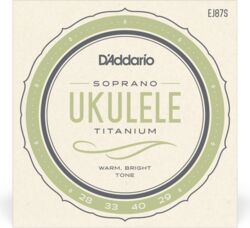 Ukulelesnaren D'addario EJ87S Ukulélé Soprano (4)  Pro-Arté Titanium 028-029 - Snarenset