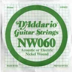 Elektrische gitaarsnaren D'addario Electric (1) NW060 Single XL Nickel Wound 060 - Snaar per stuk