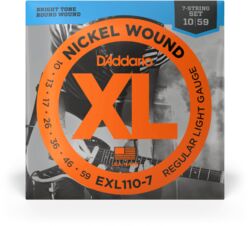 Elektrische gitaarsnaren D'addario EXL110-7 Nickel Wound, 7-String, Regular Light, 10-59 - 7-snarige set