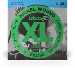 Elektrische gitaarsnaren D'addario EXL130 Nickel Wound, Extra-Super Light, 8-38 - Snarenset