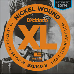 Elektrische gitaarsnaren D'addario EXL140-8 Nickel Round Wound 8-String, LTHB, 10-74 - 8-snarige set