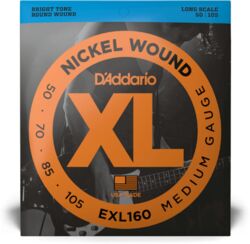 Elektrische bassnaren D'addario EXL160 Nickel Wound Electric Bass 50-105 - Set van 4 snaren