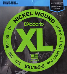 Elektrische bassnaren D'addario EXL165-5 Electric Bass 5-String Set Nickel Round Wound Long Scale 45-135 - 5-snarige set