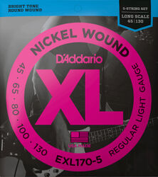 Elektrische bassnaren D'addario EXL170-5 Electric Bass 5-String Set Nickel Round Wound Long Scale 45-130 - 5-snarige set