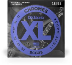 Elektrische gitaarsnaren D'addario ECG25 Chromes Flat Wound, Light, 12-52 - Snarenset