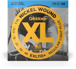 Elektrische gitaarsnaren D'addario EXL110+ Nickel Wound, Regular Light Plus, 10.5-48 - Snarenset