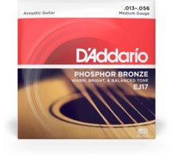 Westerngitaarsnaren  D'addario Phosphor Bronze EJ17 Medium 13-56 - Snarenset