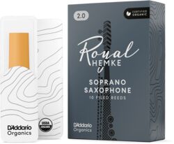Saxofoon riet D'addario RHKP10SSX200 Royal Hemke Organic Soprano Saxophone Reeds, Strength 2.0, 10-pack