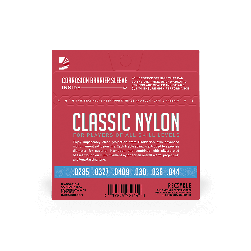 D'addario Ej27h Classic (6) Silver Plated Wrap, Nylon Core, Clear Student Nylon Trebles - Nylonsnaren voor klassieke gitaar - Variation 1