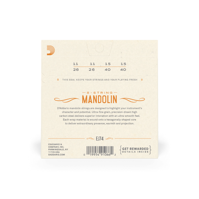 D'addario Ej74 Mandolin Strings Phosphor Bronze Medium 11-40 - Mandolinesnaren - Variation 2