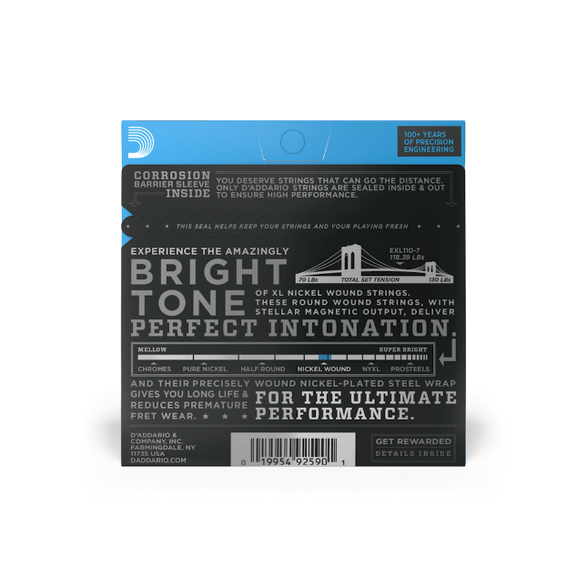 D'addario Jeu De 7 Cordes Exl110-7 Nickel Round Wound 7-string Regular Light 10-59 - Elektrische gitaarsnaren - Variation 1