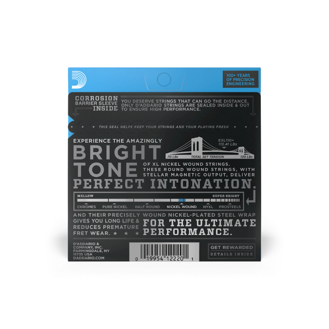 D'addario Guit. Elec. 6c Nickel Round Wound Regular Light Plus 10.5-48 Exl110+ - Elektrische gitaarsnaren - Variation 2