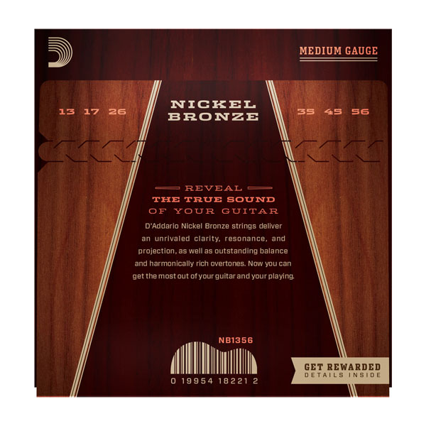 D'addario Nickel Bronze Acoustic Guitar Nb1356 Medium 13-56 - Westerngitaarsnaren - Variation 1