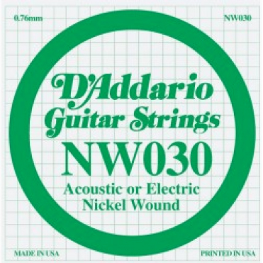 D'addario Corde Au DÉtail Electric (1) Nw030  Single Xl Nickel Wound 030 - Elektrische gitaarsnaren - Variation 1