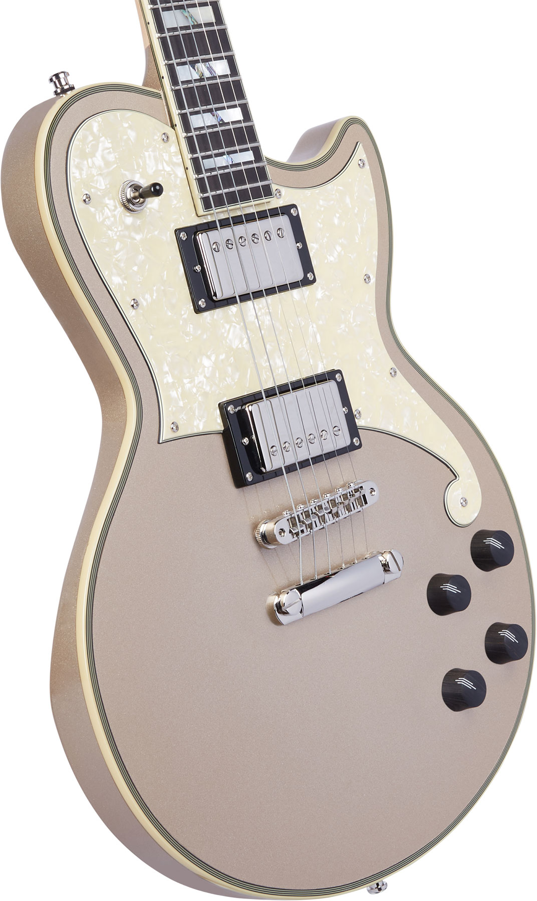 D'angelico Deluxe Atlantic 2h Ht Eb - Desert Gold - Enkel gesneden elektrische gitaar - Variation 3