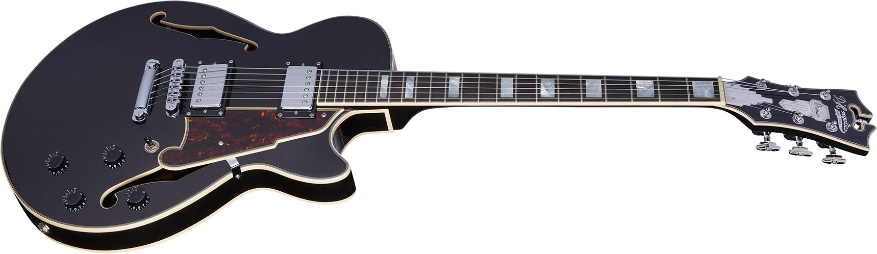 D'angelico Ss Premier 2h Ht Ova - Black Flake - Semi hollow elektriche gitaar - Variation 1