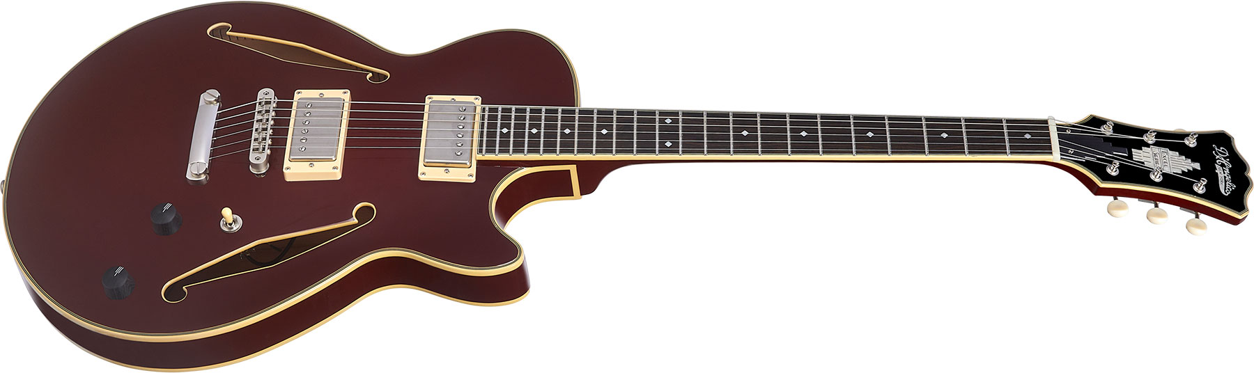 D'angelico Ss Tour Excel 2h Ht Eb - Solid Wine - Semi hollow elektriche gitaar - Variation 1