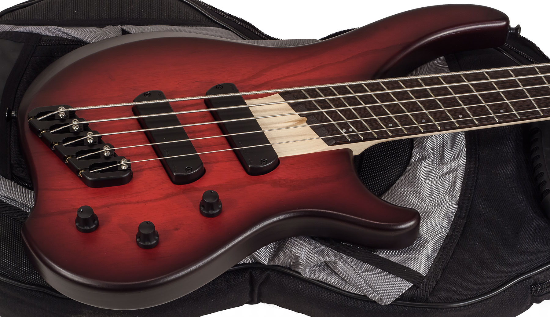 Dingwall Afterburner Abz 5 2-pickups Wen +housse - Trans Redburst Satin - Solid body elektrische bas - Variation 1