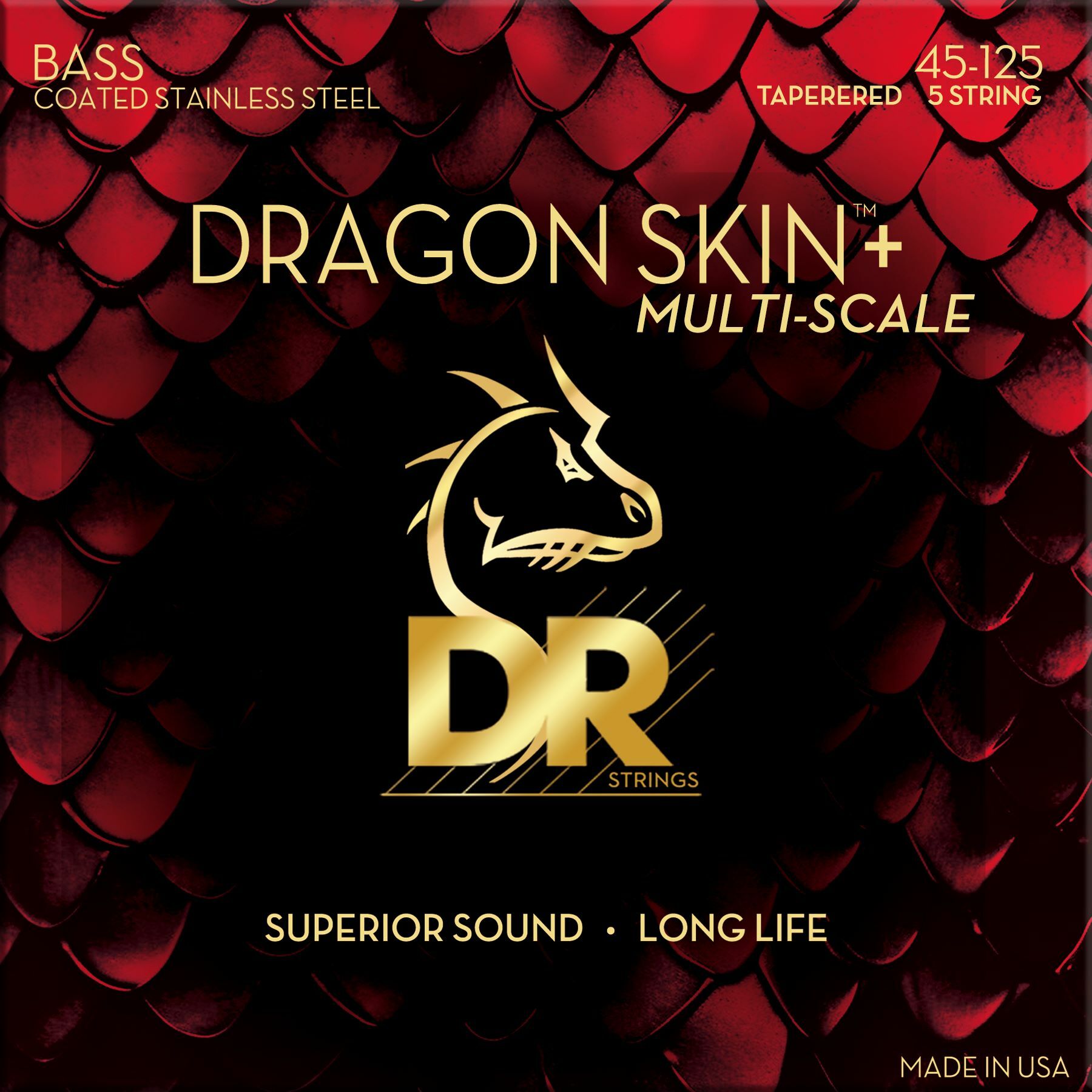 Dr Jeu De 5 Cordes Dragon Skin+ Core Technology Coated Wrap 45-125 Tapered Multi-scale - Elektrische bassnaren - Main picture