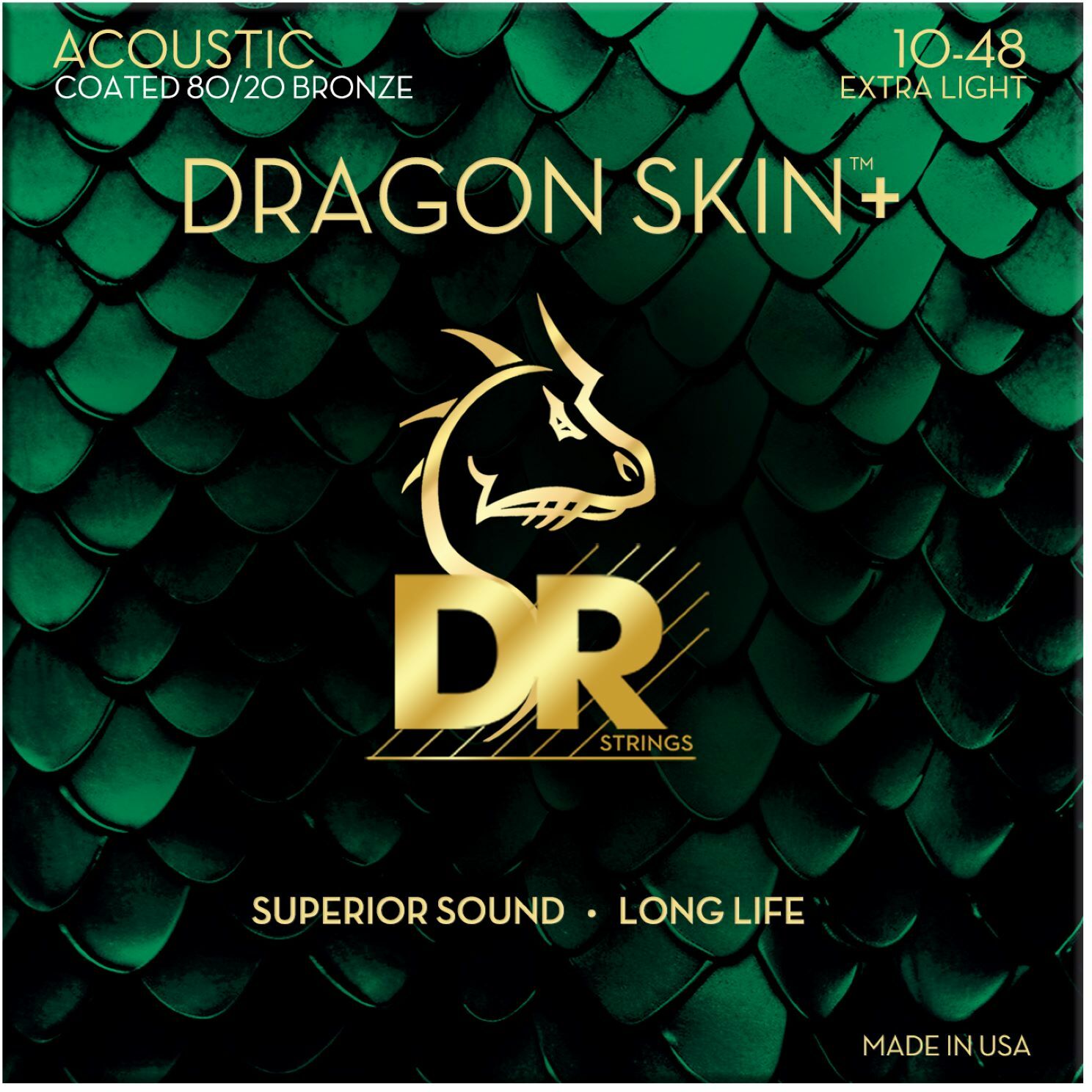 Dr Jeu De 6 Cordes Dragon Skin+ Core Technology Coated Wrap 80/20 10-48 - Westerngitaarsnaren - Main picture