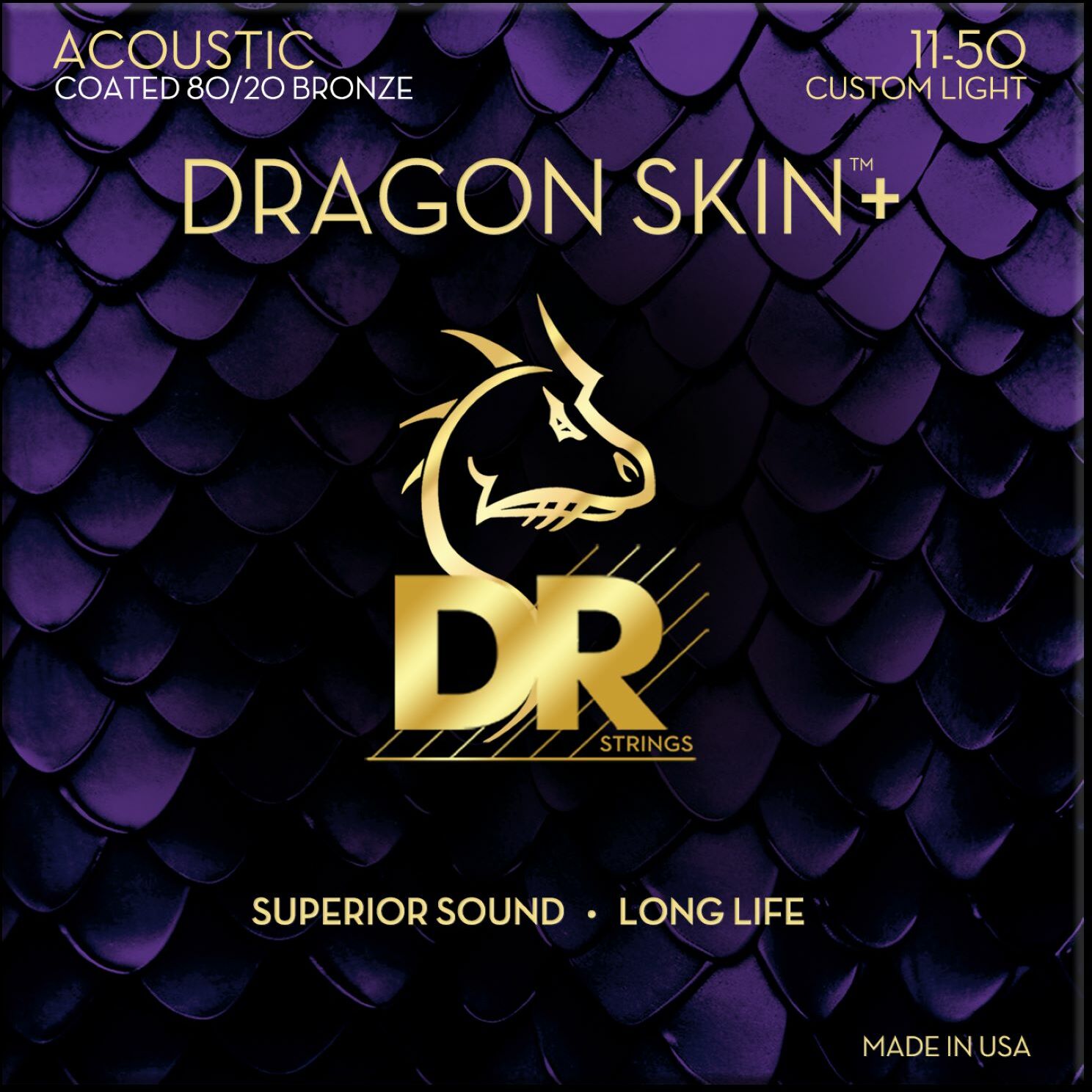 Dr Jeu De 6 Cordes Dragon Skin+ Core Technology Coated Wrap 80/20 11-50 - Westerngitaarsnaren - Main picture