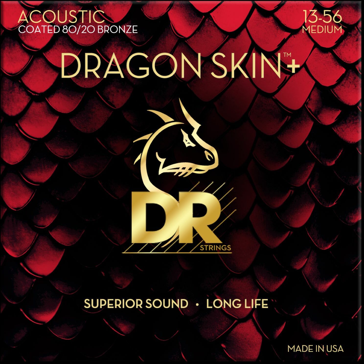 Dr Jeu De 6 Cordes Dragon Skin+ Core Technology Coated Wrap 80/20 13-56 - Westerngitaarsnaren - Main picture