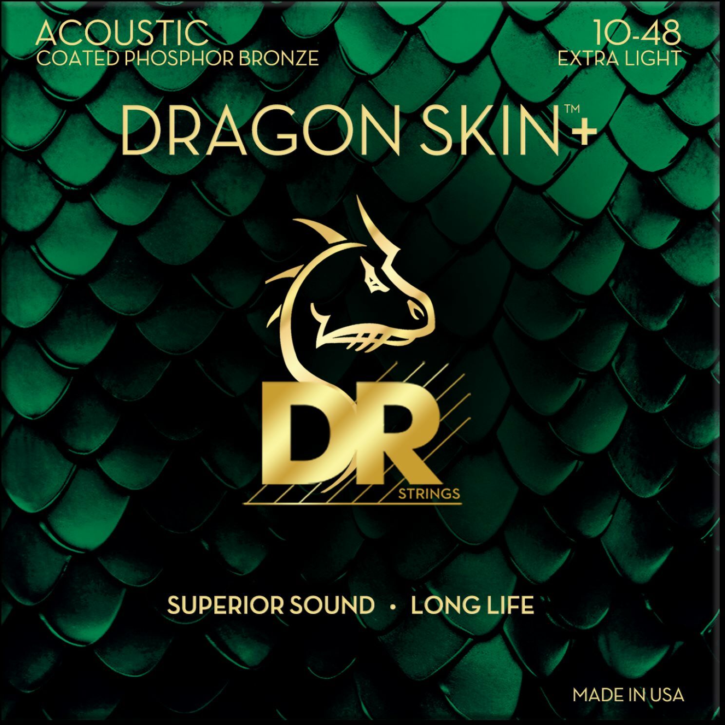 Dr Jeu De 6 Cordes Dragon Skin+ Core Technology Coated Wrap Phosphore Bronze 10-48 - Westerngitaarsnaren - Main picture