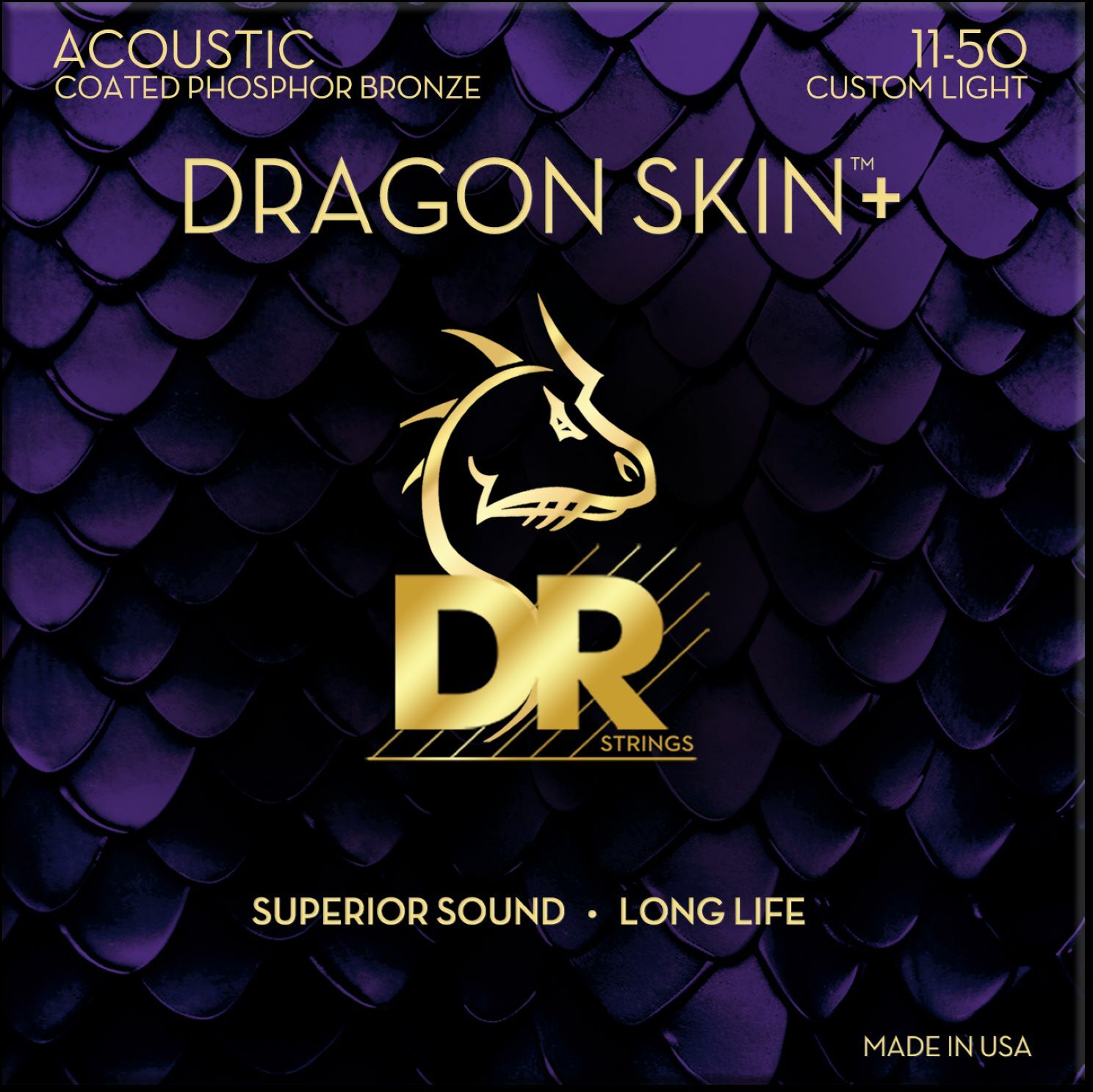 Dr Jeu De 6 Cordes Dragon Skin+ Core Technology Coated Wrap Phosphore Bronze 11-50 - Westerngitaarsnaren - Main picture