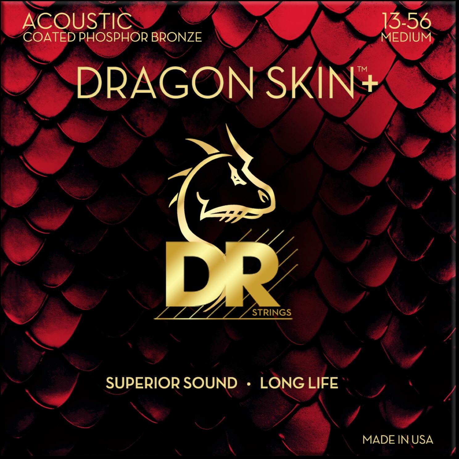 Dr Jeu De 6 Cordes Dragon Skin+ Core Technology Coated Wrap Phosphore Bronze 13-56 - Westerngitaarsnaren - Main picture