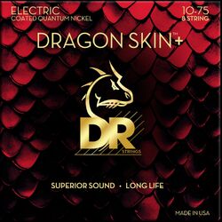Elektrische gitaarsnaren Dr DRAGON SKIN+ Core Technology Coated Wrap 10-75 - 8-snarige set