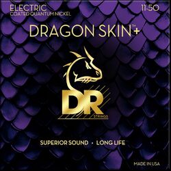 Elektrische gitaarsnaren Dr DRAGON SKIN+ Core Technology Coated Wrap 11-50 - Snarenset