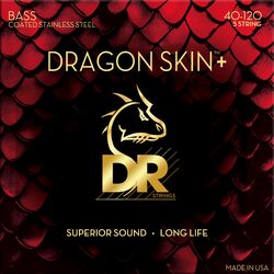 Elektrische bassnaren Dr DRAGON SKIN+ Core Technology Coated Wrap 40-120 - 5-snarige set