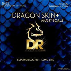 Elektrische bassnaren Dr DRAGON SKIN+ Core Technology Coated Wrap 45-105 Tapered Multi-Scale - Set van 4 snaren
