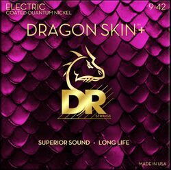 Elektrische gitaarsnaren Dr DRAGON SKIN+ Core Technology Coated Wrap 9-42 - Snarenset
