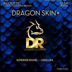 Westerngitaarsnaren  Dr DRAGON SKIN+ Core Technology Coated Wrap Phosphore Bronze 12-54 - Snarenset