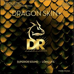 Westerngitaarsnaren  Dr DRAGON SKIN+ Core Technology Coated Wrap Posphore Bronze Bluegrass 12-56 - Snarenset