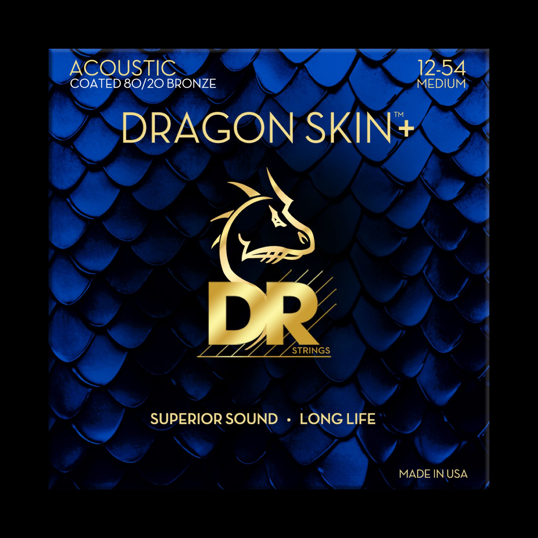 Dr Jeu De 6 Cordes Dragon Skin+ Core Technology Coated Wrap 80/20 12-54 - Westerngitaarsnaren - Variation 1