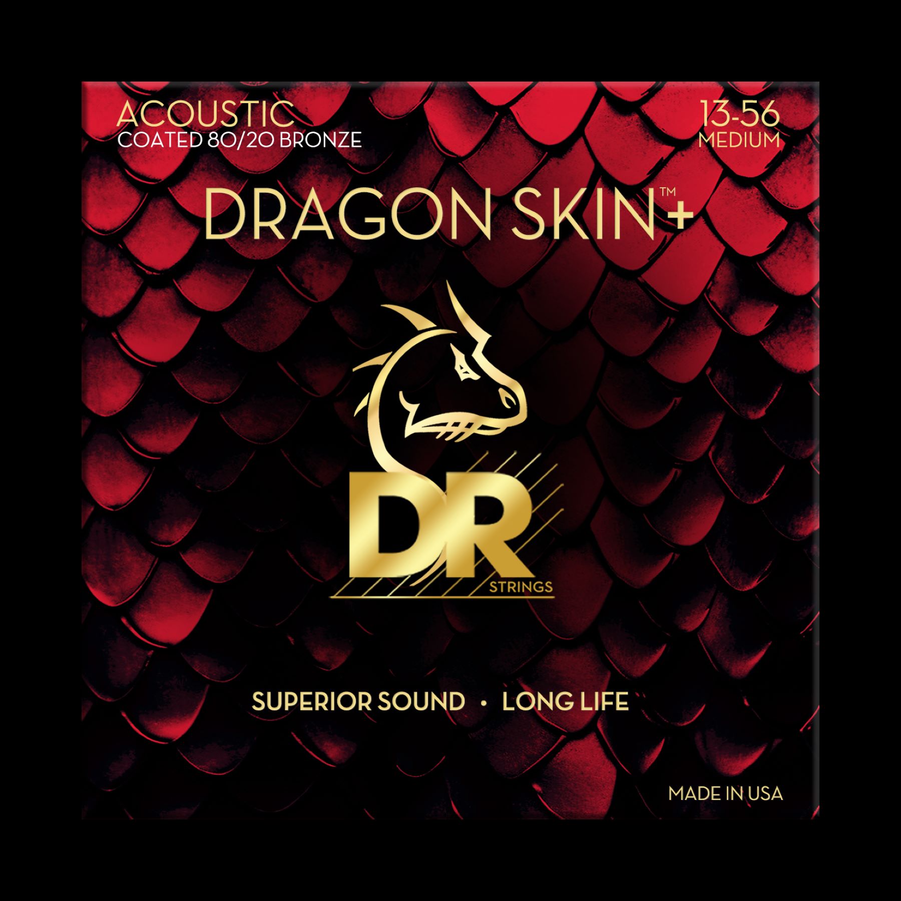 Dr Jeu De 6 Cordes Dragon Skin+ Core Technology Coated Wrap 80/20 13-56 - Westerngitaarsnaren - Variation 1
