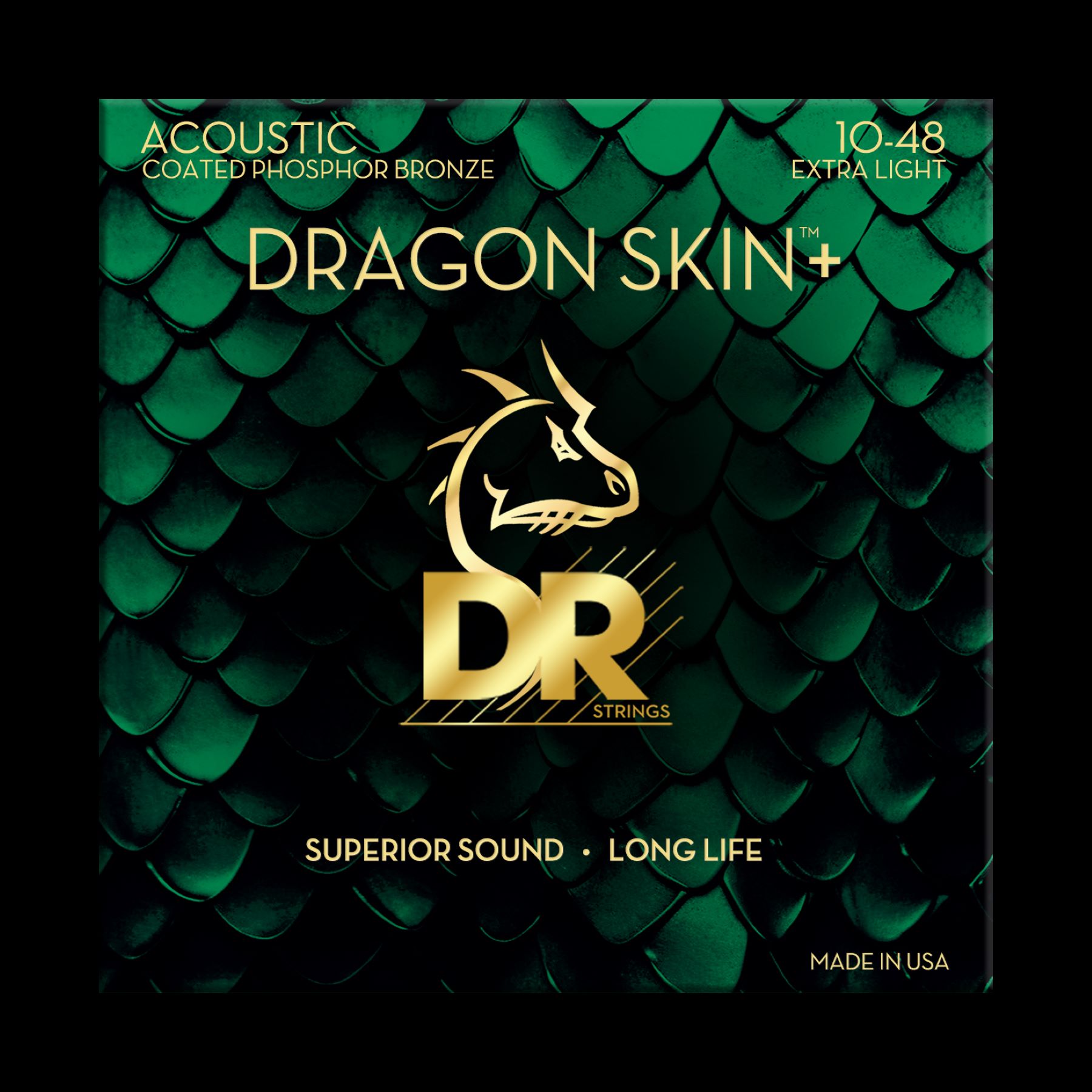 Dr Jeu De 6 Cordes Dragon Skin+ Core Technology Coated Wrap Phosphore Bronze 10-48 - Westerngitaarsnaren - Variation 1