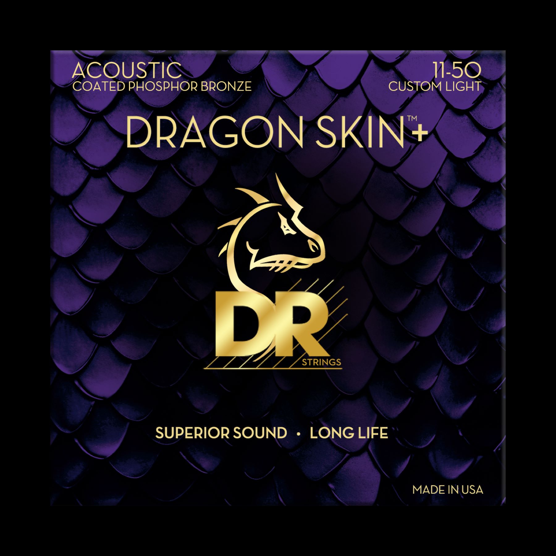 Dr Jeu De 6 Cordes Dragon Skin+ Core Technology Coated Wrap Phosphore Bronze 11-50 - Westerngitaarsnaren - Variation 1