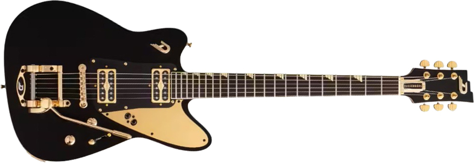 Duesenberg Falken Tremolo 2h Rw - Matte Black & Gold - Retro-rock elektrische gitaar - Main picture