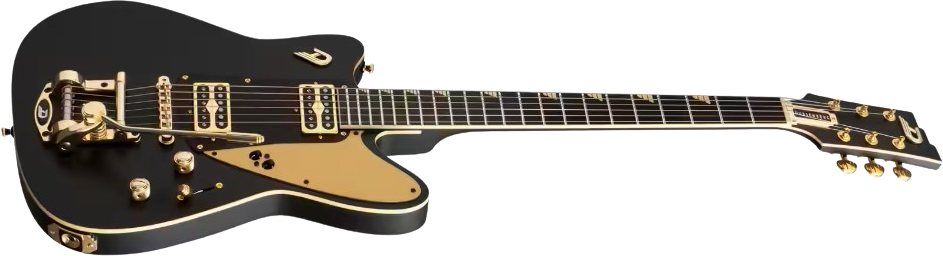 Duesenberg Falken Tremolo 2h Rw - Matte Black & Gold - Retro-rock elektrische gitaar - Variation 1