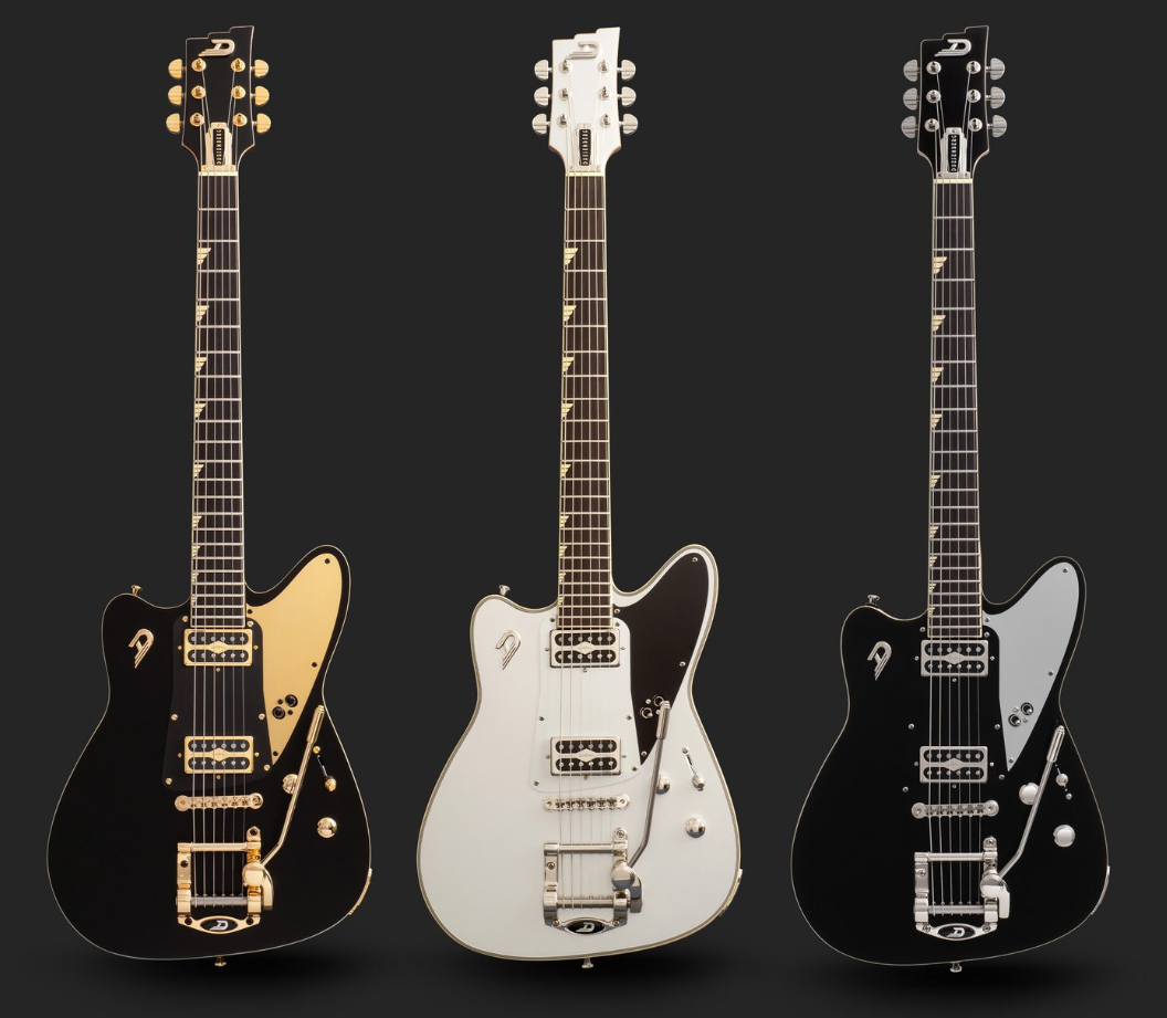 Duesenberg Falken Tremolo 2h Rw - Matte Black & Gold - Retro-rock elektrische gitaar - Variation 5