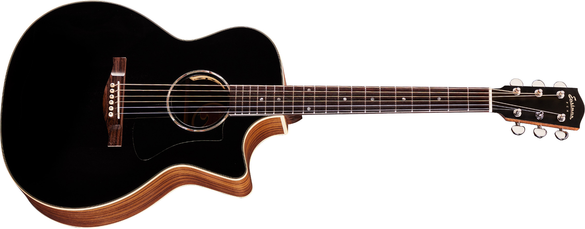 Eastman Pch2-gace Grand Auditorium Cw Epicea Palissandre Rw - Truetone Satin Black - Folk gitaar - Main picture